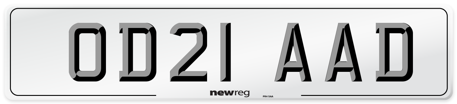 OD21 AAD Number Plate from New Reg